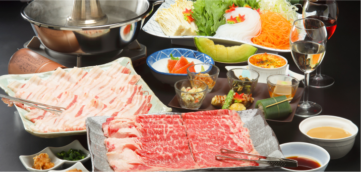 信州牛,信州豚のしゃぶしゃぶ