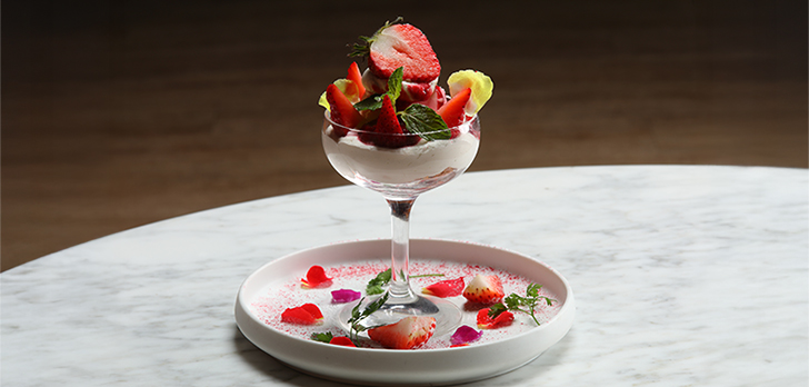 イタリアンコースディナーのいちごデザート